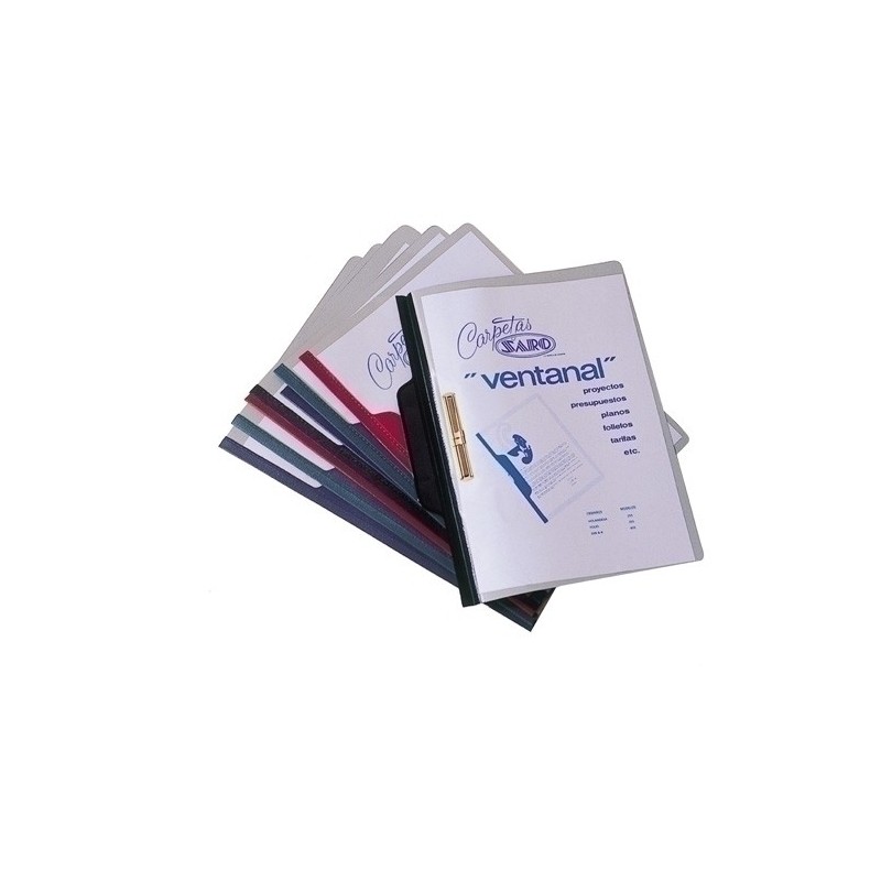 455 BURDEOS-DOSSIER FASTENER SARO A4 "VENTANAL" BD. precio por 25 unidades
