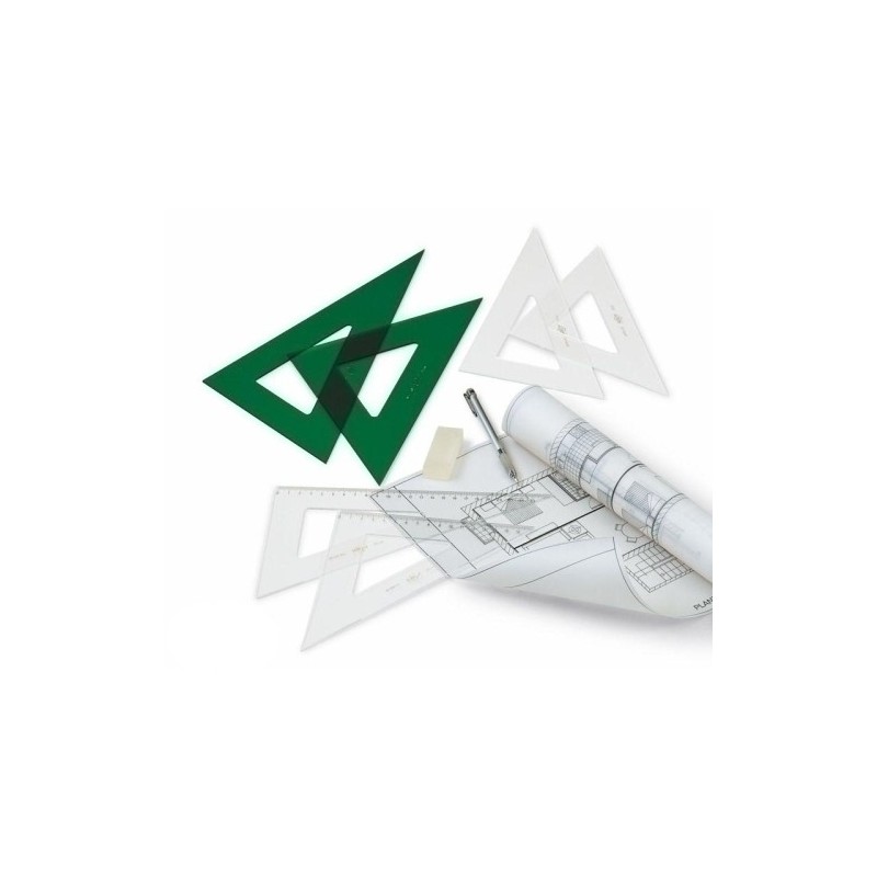 101-15ET-ESCUADRA FAIBO CRISTAL SIN GRADUAR 15 CM precio por 20 unidades