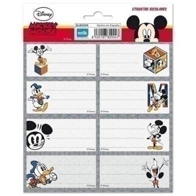 ELE0205-ETIQUETA ESCOLAR ERIK 15.8x20 DISNEY precio por 1 unidades