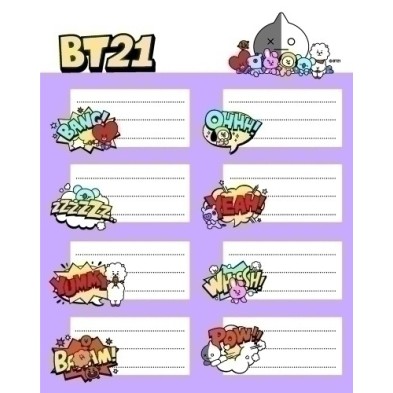 ELE0274-ETIQUETA ESCOLAR ERIK 15.8x20 BT21 precio por 10 unidades
