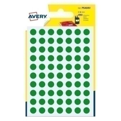 PSA08V-GOMETS AVERY Bl.7h REDONDOS Ø 8 VERDE precio por 10 unidades