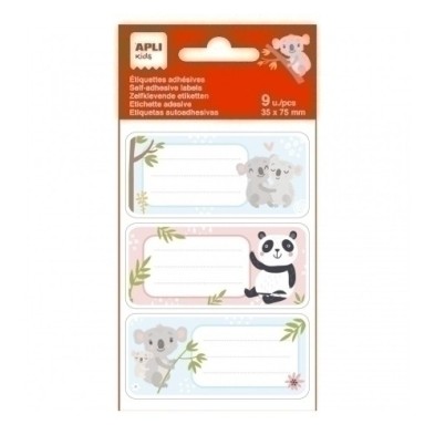 19016-ETIQUETA ESCOLAR APLI 75x35 KOALAS B/9 precio por 5 unidades