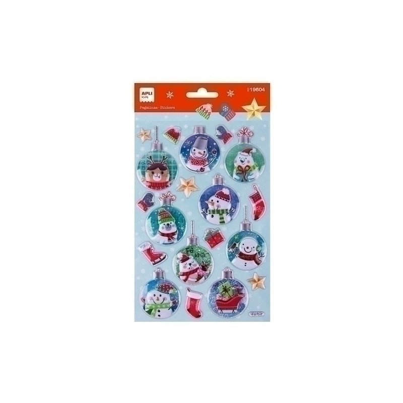 19604-PEGATINAS APLI NAVIDAD MUÑECO NIEVE 1H precio por 5 unidades
