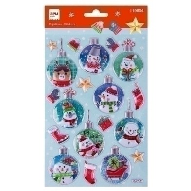 19604-PEGATINAS APLI NAVIDAD MUÑECO NIEVE 1H precio por 5 unidades
