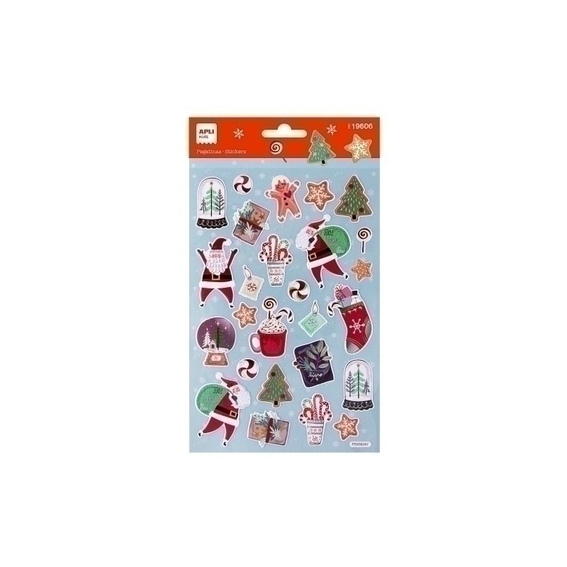 19606-PEGATINAS APLI NAVIDAD HO HO HO 1H precio por 5 unidades