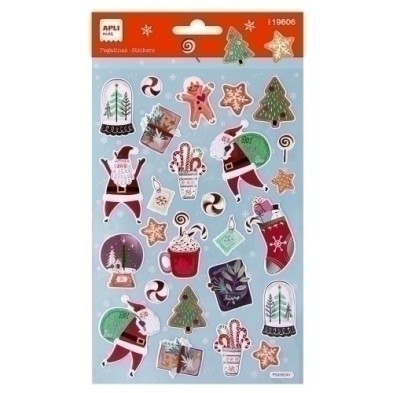 19606-PEGATINAS APLI NAVIDAD HO HO HO 1H precio por 5 unidades