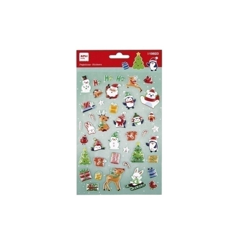 19823-PEGATINAS APLI PAPA NOEL 1H precio por 5 unidades