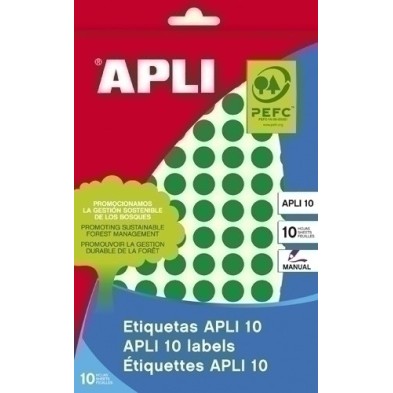 02733-ETIQ.MAN.BOLSA APLI 02733 CL.VERD.RD.Ø10 precio por 10 unidades