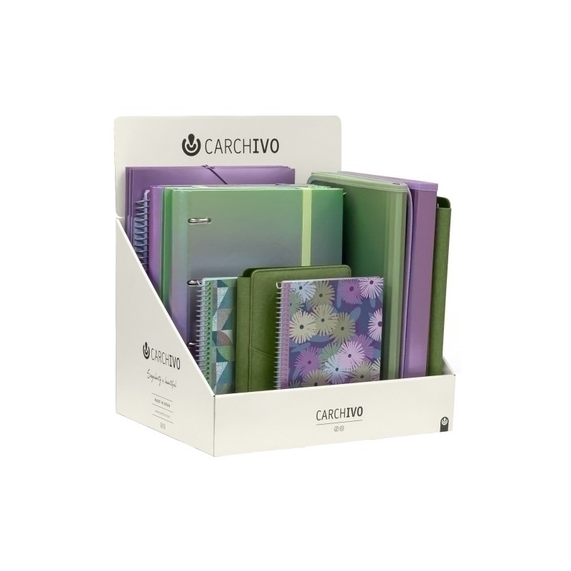 69523901-EXPOSITOR CARCHIVO CAP. VERDE/MALVA 18 precio por 1 unidades