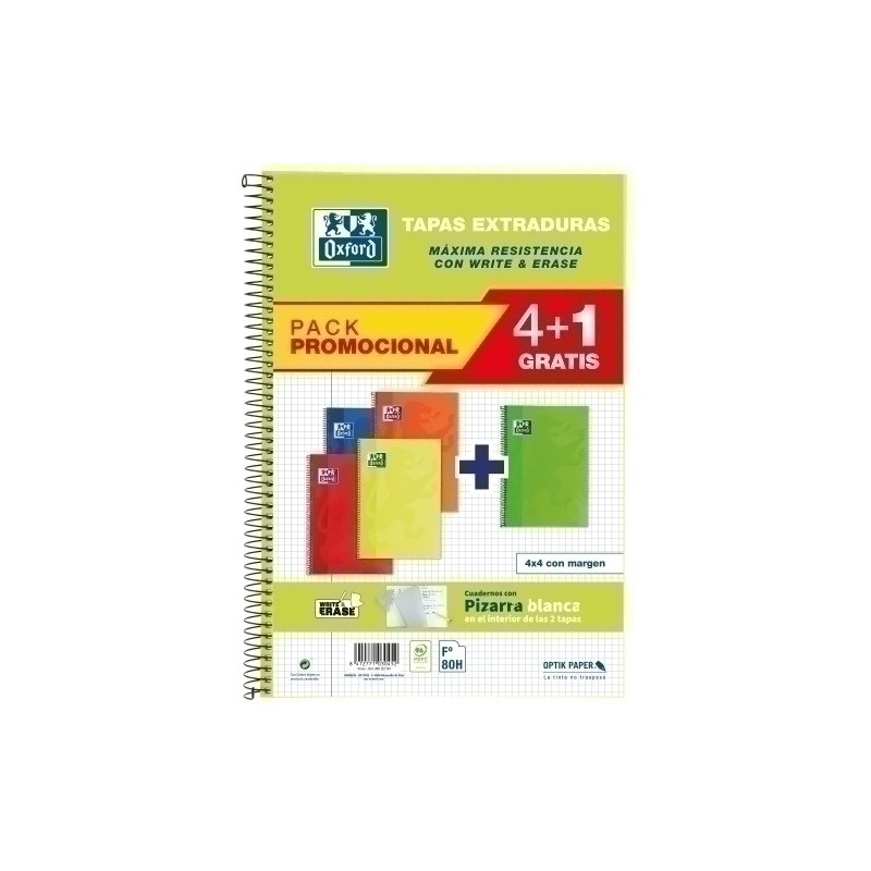 400122761-BLOCK OXF.SCH.EXTRA Fº 80h CD.4 PK.4+1 precio por 1 unidades