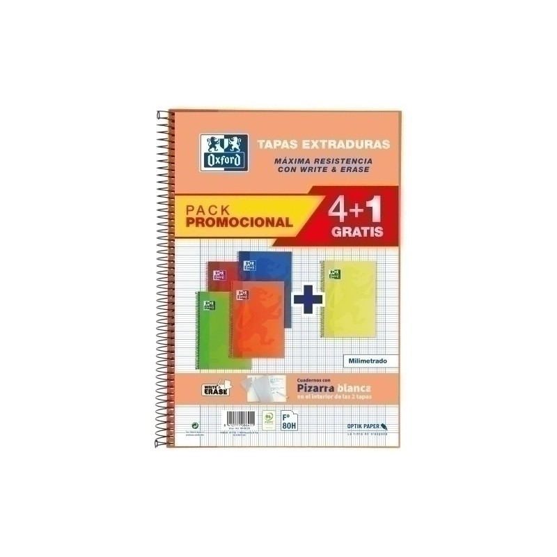 100430276-BLOCK OXF.SCH.EXTRA Fº 80h MM PACK 4+1 precio por 1 unidades
