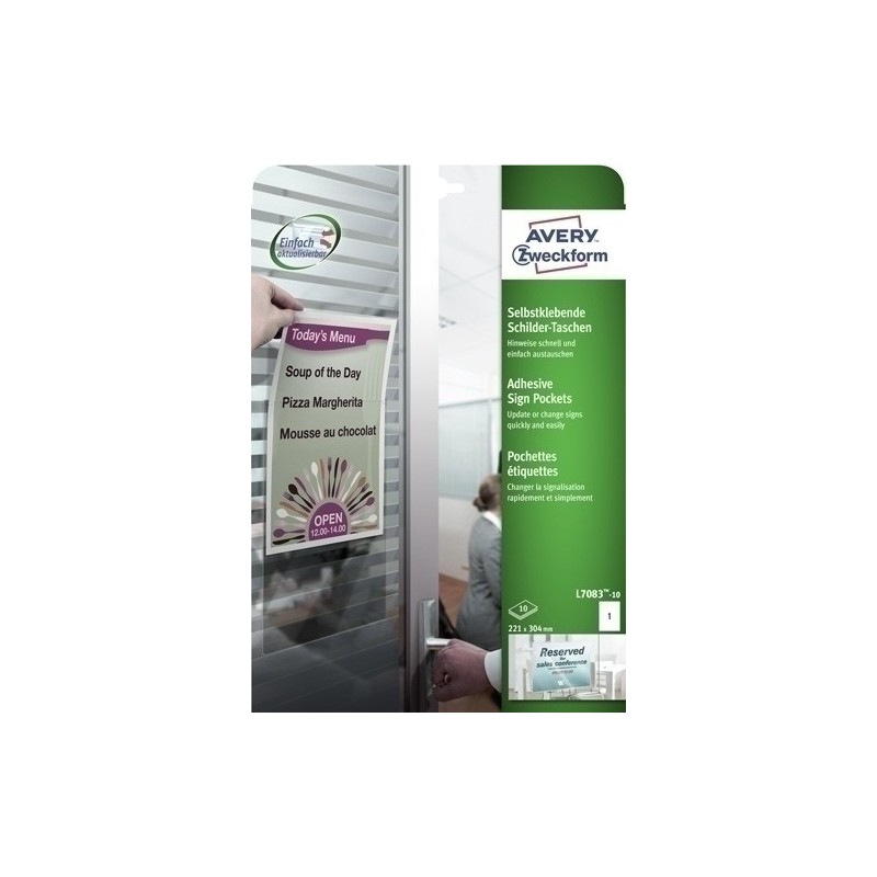 L7083-10-FUNDA CARTEL AVERY VERT.A4 PERMANENTE precio por 1 unidades