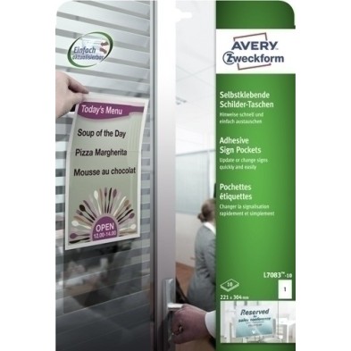 L7083-10-FUNDA CARTEL AVERY VERT.A4 PERMANENTE precio por 1 unidades