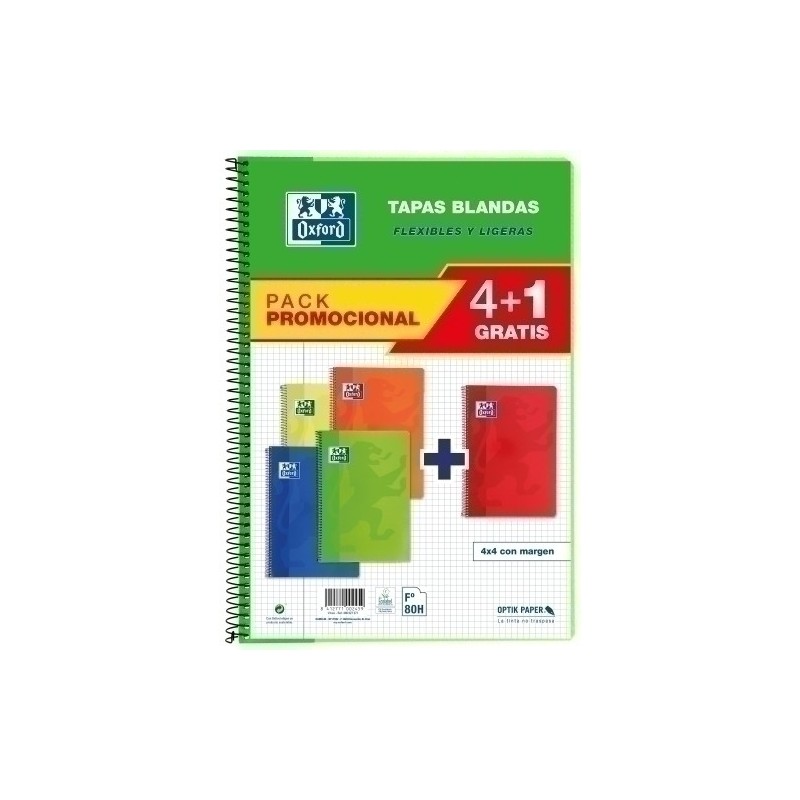 400027271-BLOCK OXF.SCH.BLANDA Fº 80h CD.4 PK 4+1 precio por 1 unidades