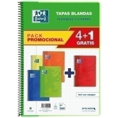 400027271-BLOCK OXF.SCH.BLANDA Fº 80h CD.4 PK 4+1 precio por 1 unidades