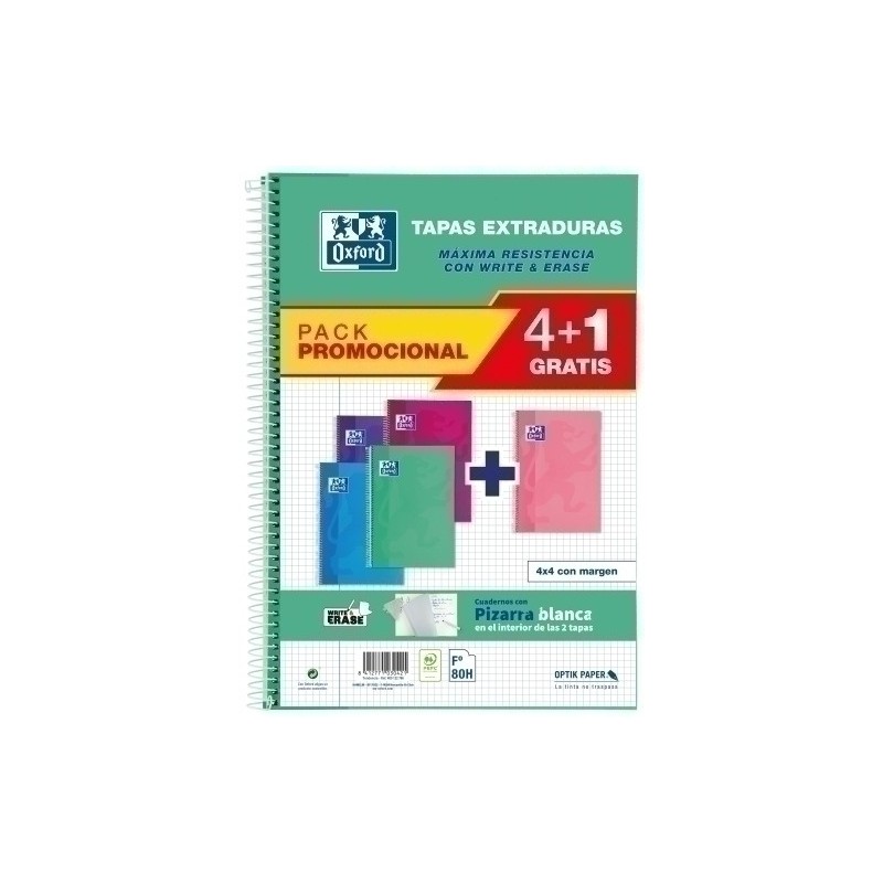 400122766-BLOCK OXF.SCH.EXTRA Fº 80h CD.4 PK.4+1 precio por 1 unidades