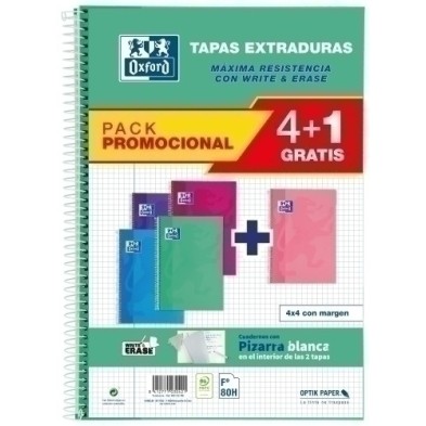 400122766-BLOCK OXF.SCH.EXTRA Fº 80h CD.4 PK.4+1 precio por 1 unidades