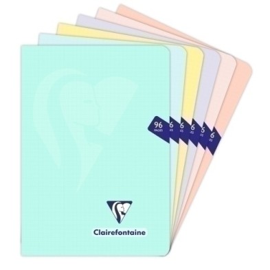 308682C-LIBRETA CLAIRE. PP A5 48 HJS.5x5 PASTEL precio por 10 unidades