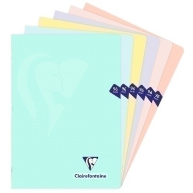 308162C-LIBRETA CLAIRE. PP A4 48 HJS.5X5 PASTEL precio por 10 unidades