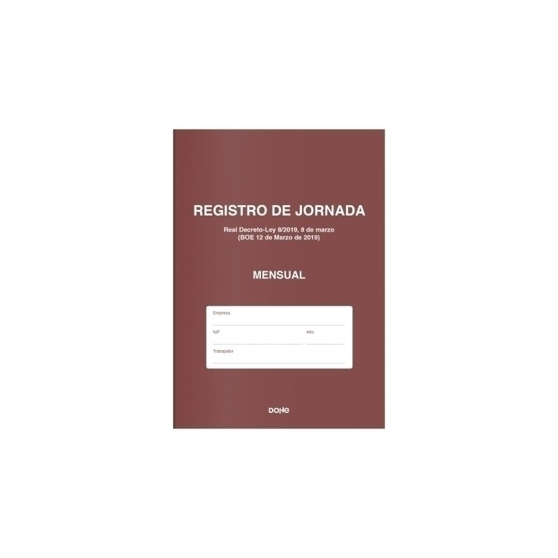 09999-LIBRO REGISTRO JORNADA DOHE A4 NAT. 6h precio por 5 unidades