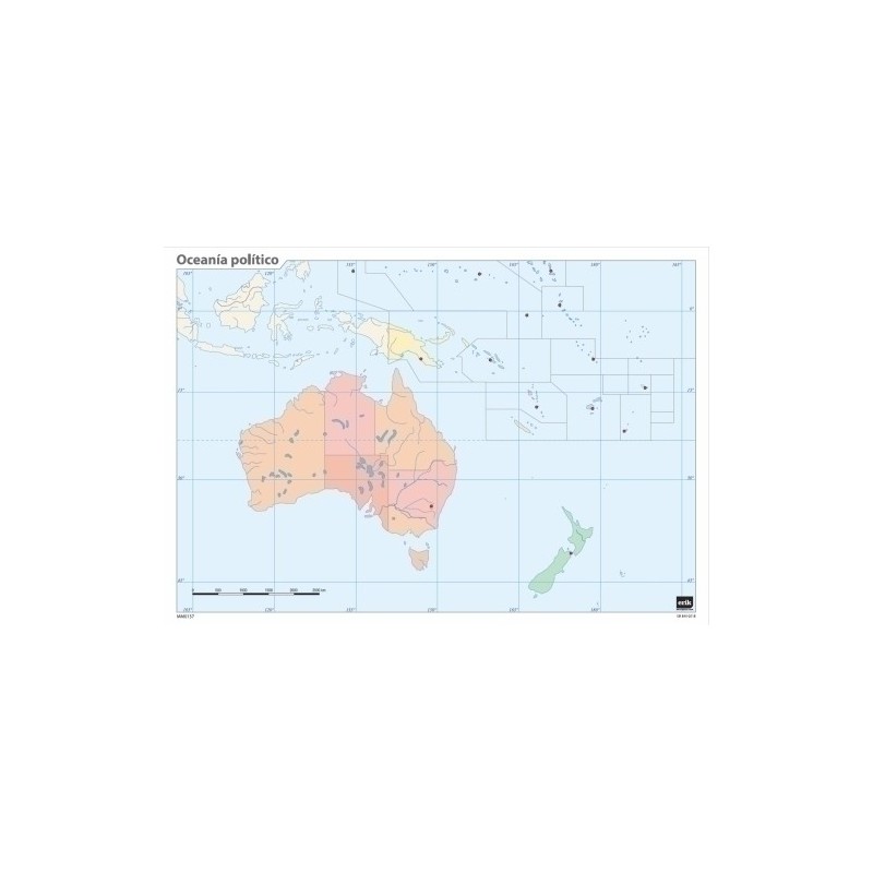 MM0137-MAPA MUDO ERIK COLOR POLITICO OCEANIA precio por 50 unidades