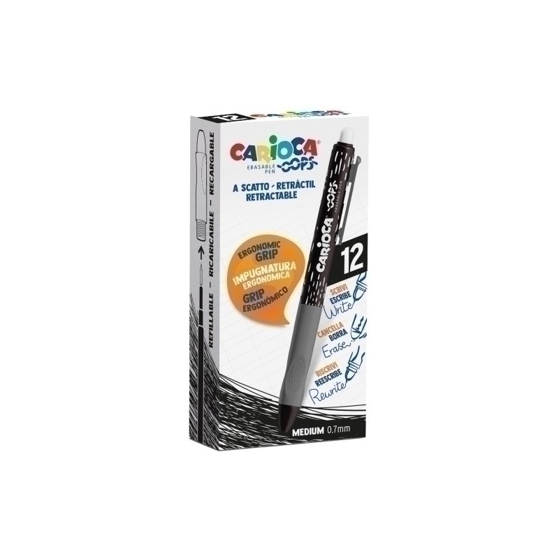 43043/01-BOLIGRAFO CARIOCA OOPS RET. BORRABLE NEG precio por 12 unidades