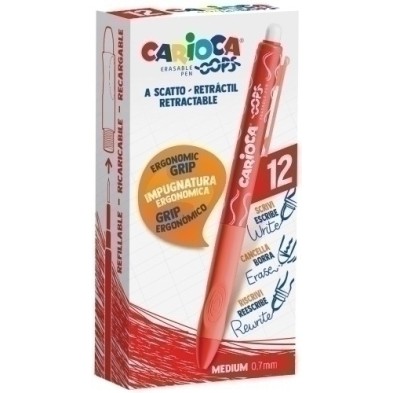 43043/03-BOLIGRAFO CARIOCA OOPS RET. BORRABLE ROJ precio por 12 unidades
