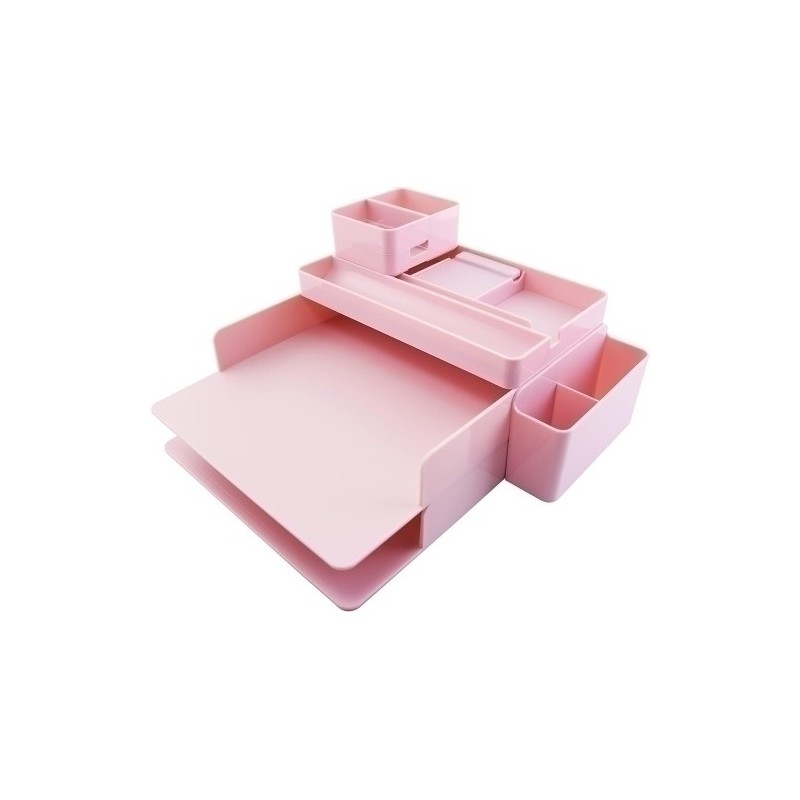 1005-R-ORGANIZADOR SOBREMESA OFFICE BOX ROSA precio por 1 unidades
