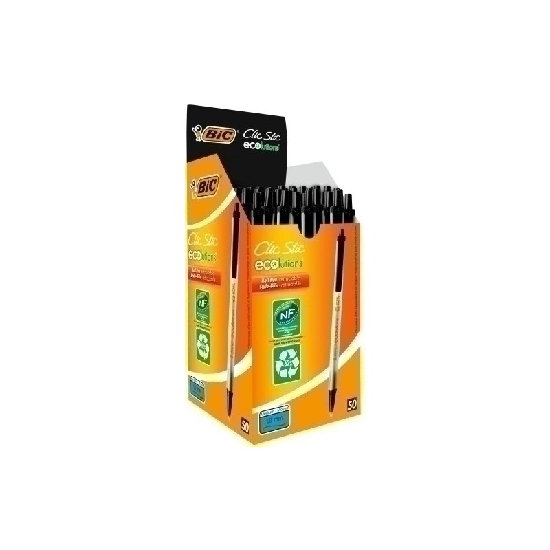 8806871-BOLIGRAFO BIC ECOLUTIONS CLIC STIC NEGRO precio por 50 unidades
