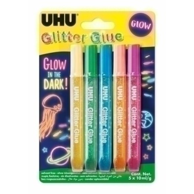 48211-COLA GLITTER GLUE UHU GLOW B/10 ml B/5 precio por 10 unidades
