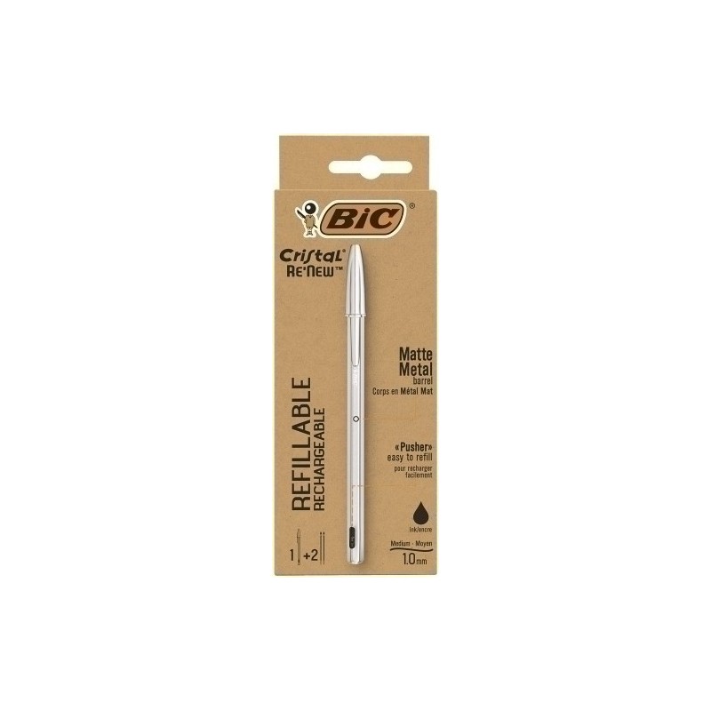 997201-BOLIG.BIC CRISTAL RE´NEW METAL NEGRO + 2 precio por 3 unidades