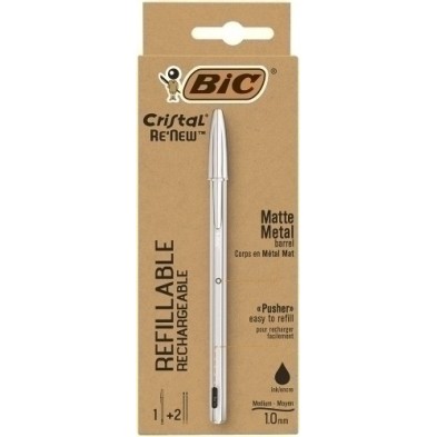 997201-BOLIG.BIC CRISTAL RE´NEW METAL NEGRO + 2 precio por 3 unidades