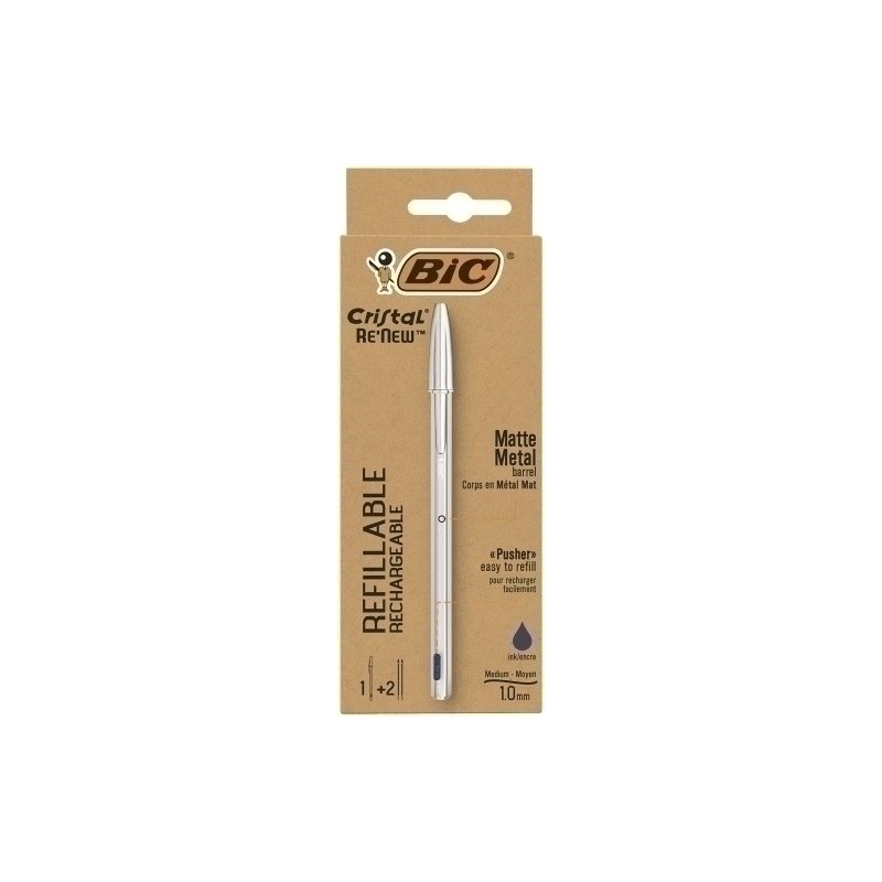 997202-BOLIG.BIC CRISTAL RE´NEW METAL AZUL + 2 precio por 3 unidades