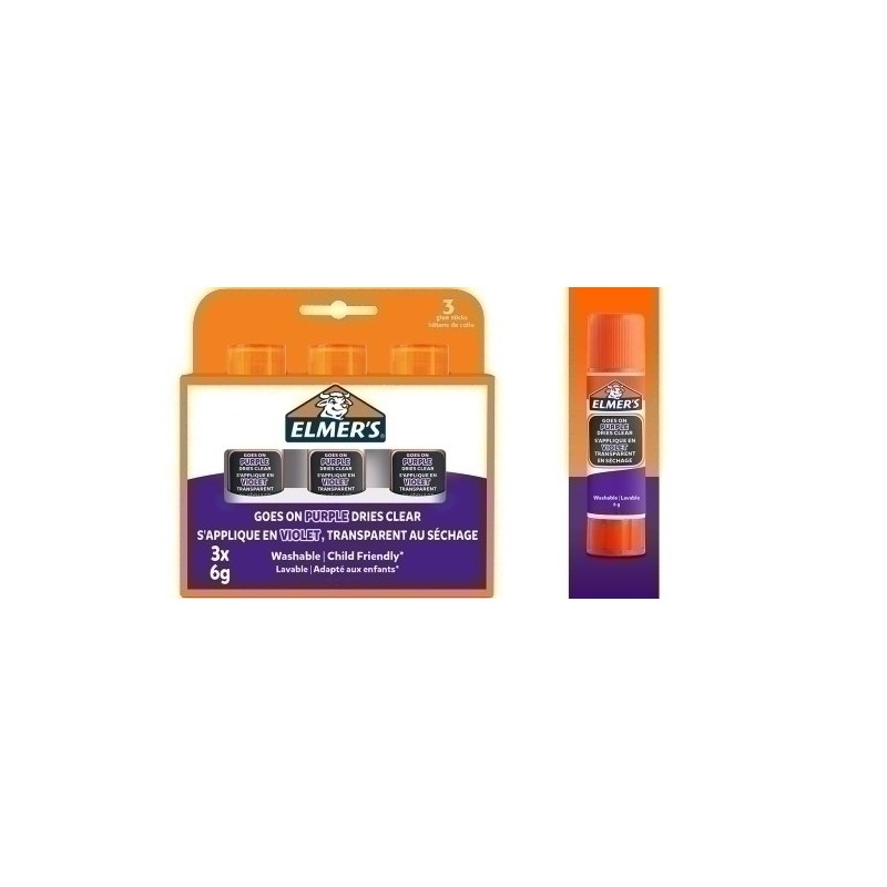2136613-BARRA PEGAMENTO ELMER´S 6g MORADO B/3 precio por 12 unidades