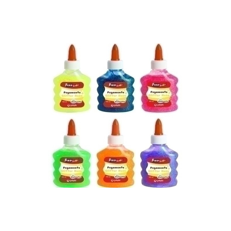 00023899-COLA FIXO KIDS GLITTER NEON 100ml SURT precio por 1 unidades