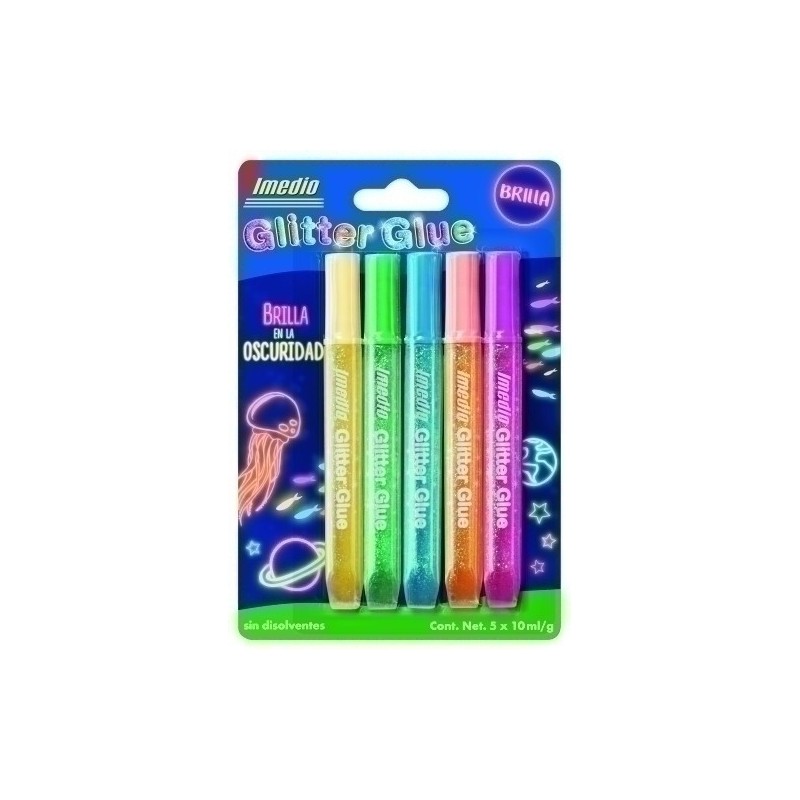 7001470-COLA GLITTER GLUE IMEDIO BRILLA OSC.B/5 precio por 10 unidades