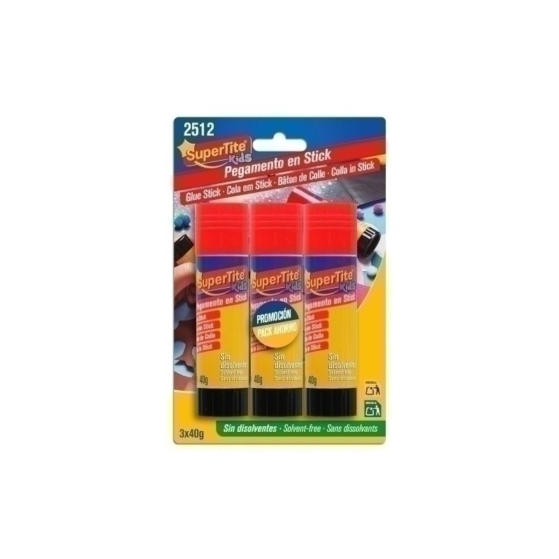 2512-BARRA PEGAMENTO SUPERTITE 40g BLISTER 3 precio por 12 unidades