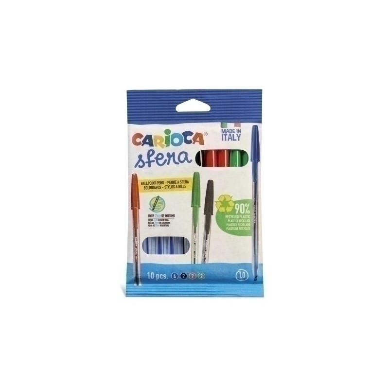 41647-BOLIGRAFO CARIOCA SFERA BOLSA 10 SURT. precio por 1 unidades