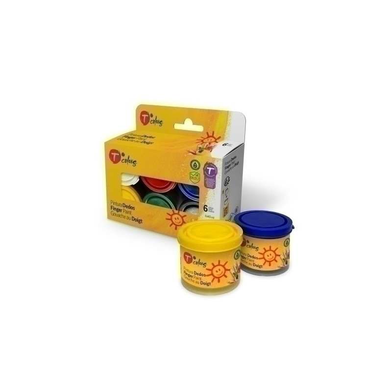 51119-PINTURA DEDOS TCOLORS 40 ml SURTIDO DE 6 precio por 1 unidades