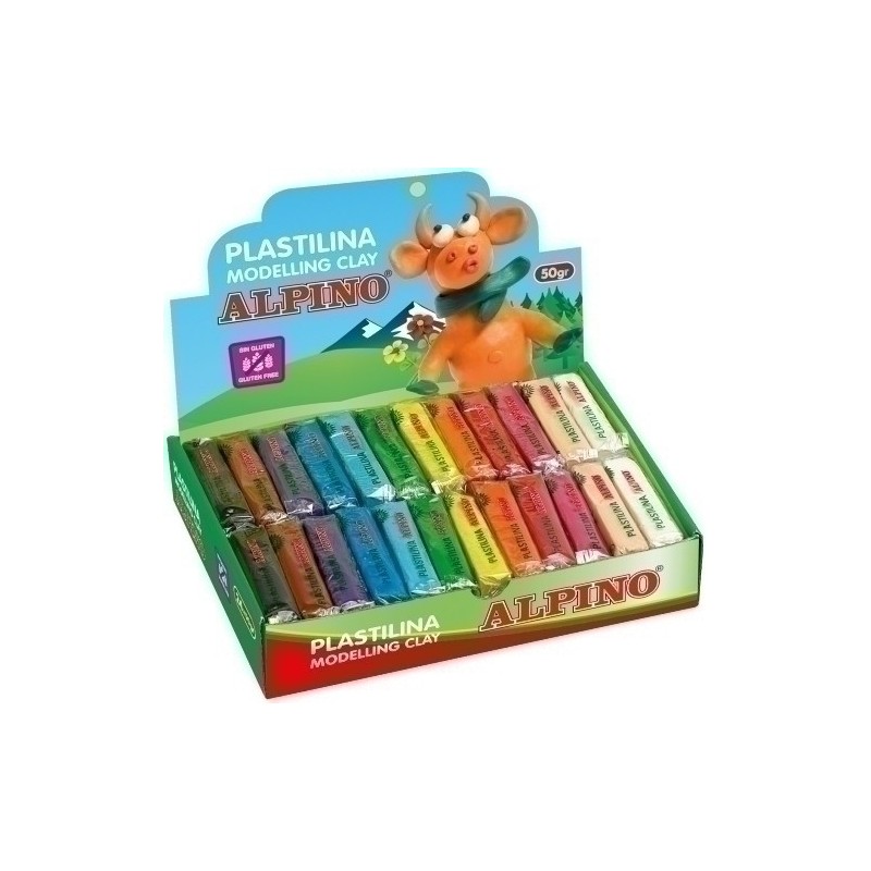 DP000915-PLASTILINA ALPINO STANDARD 50.GR CAJA 24 precio por 1 unidades