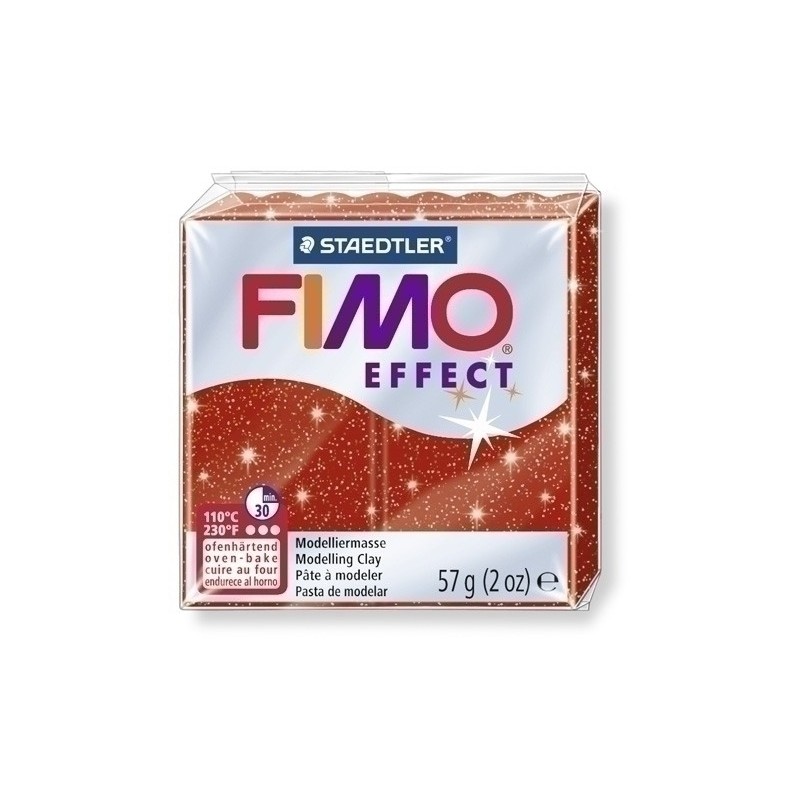 8020-202-PASTA MODELAR FIMO EFFECT ROJO PURPURINA precio por 6 unidades