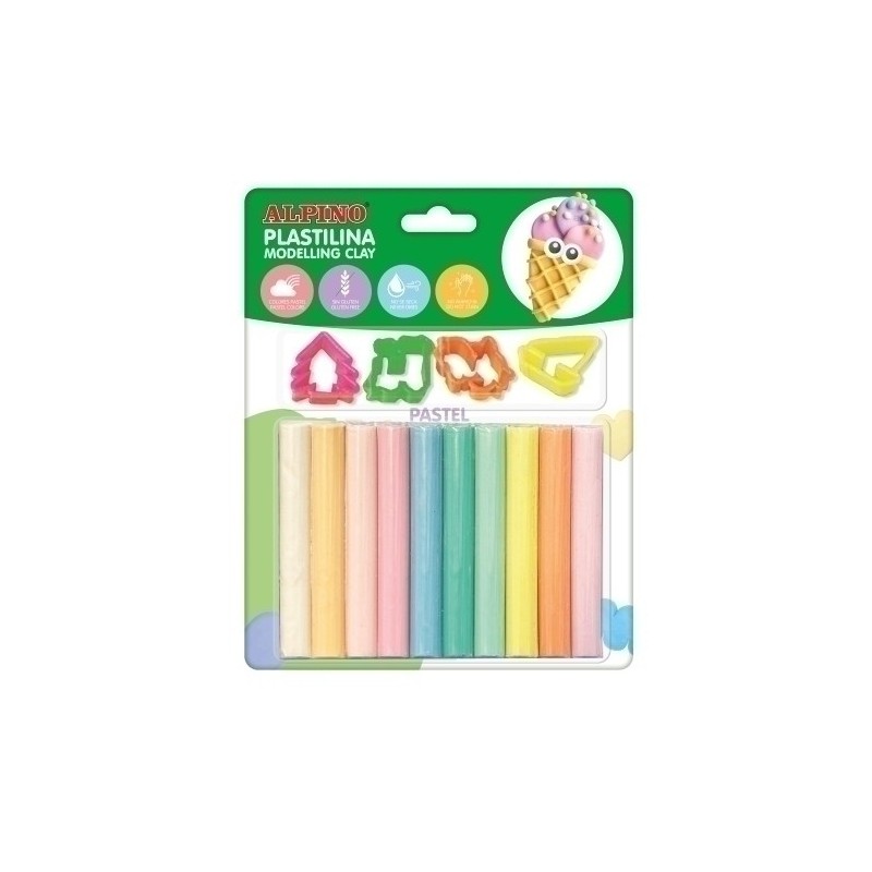 DP000250-PLASTILINA ALPINO BL. 10 PASTEL + HERR precio por 24 unidades