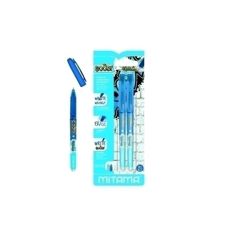 62800-BOLIGRAFO MITAMA GOODY BORRABLE AZUL B/2 precio por 1 unidades