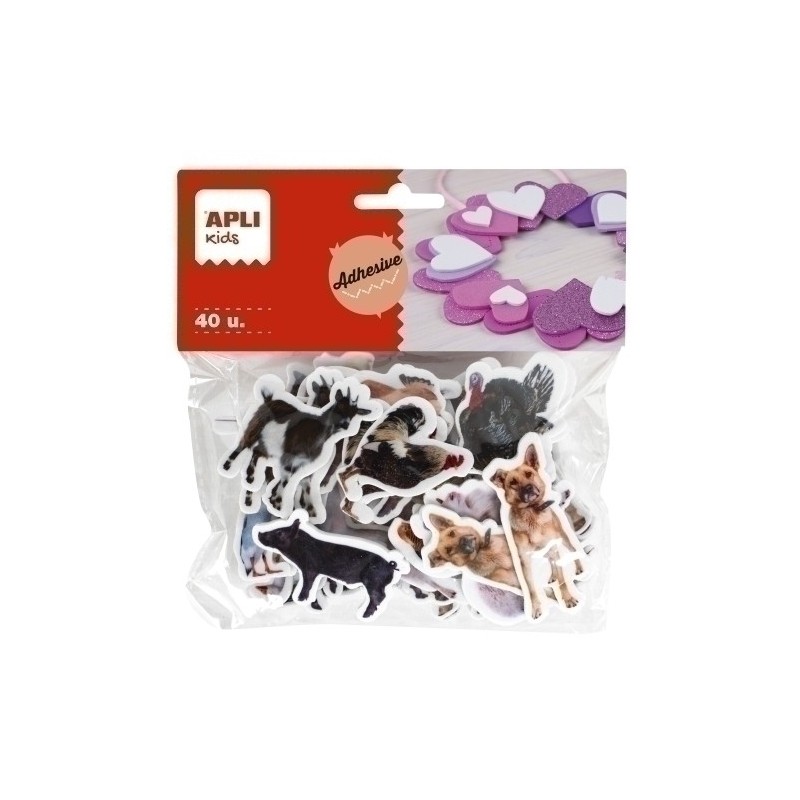 18240-GOMA EVA APLI F.ADH.ANIMALES GRANJA B/40 precio por 5 unidades