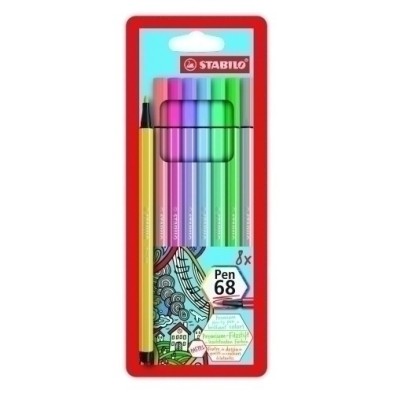 68/8-01-ROTUL.STABILO PEN 68 CAJA PLASTICO de 8 precio por 1 unidades
