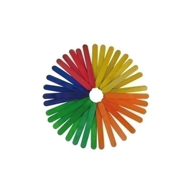 68005100-PALILLOS PLANOS COLORES 15cm. PACK 50 precio por 1 unidades