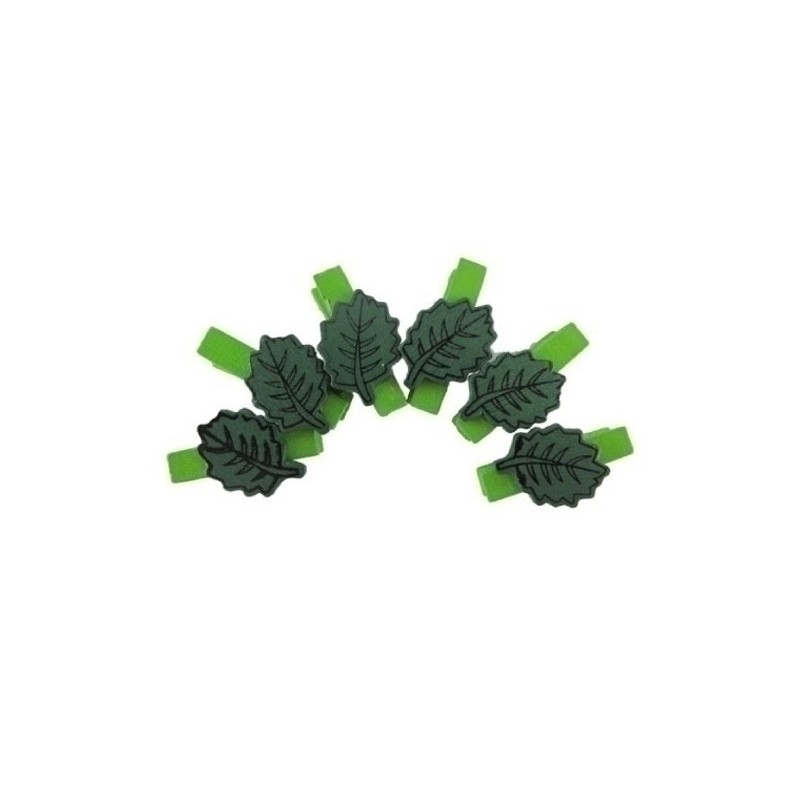 68006200-PINZAS SMART MADERA HOJAS VERDES PACK 6 precio por 1 unidades