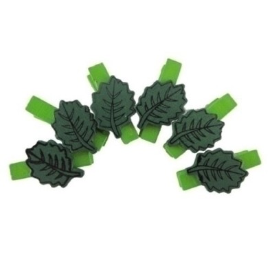 68006200-PINZAS SMART MADERA HOJAS VERDES PACK 6 precio por 1 unidades