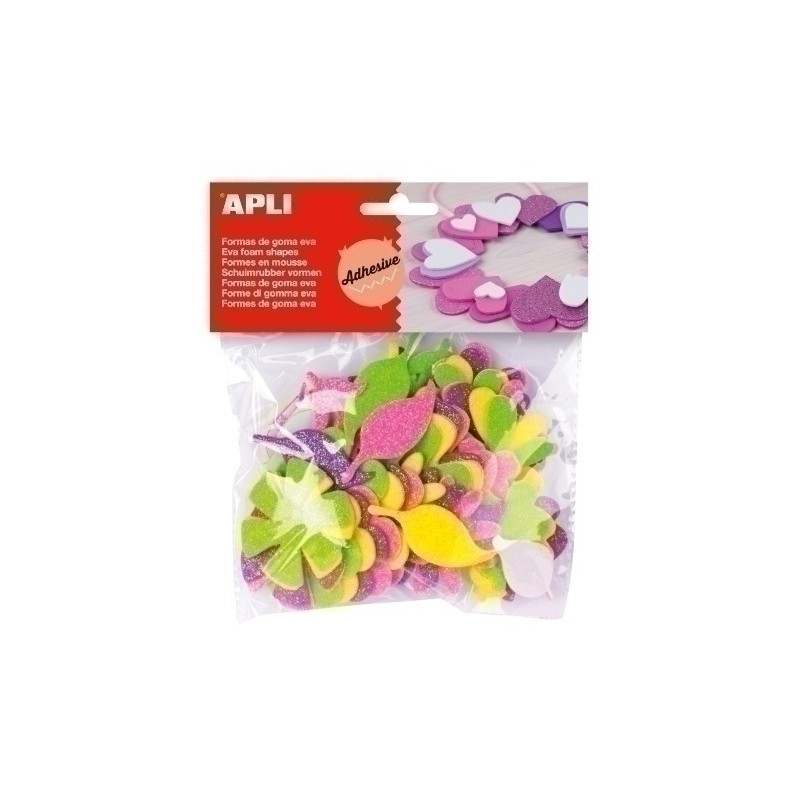 13078-GOMA EVA APLI F.ADH.PURP.FLORES B/48 precio por 5 unidades