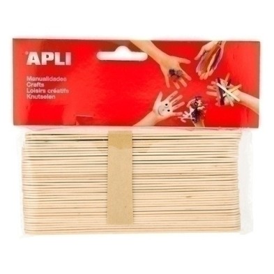13268-PALILLOS PLANOS MADERA 15cm. B/40 precio por 5 unidades